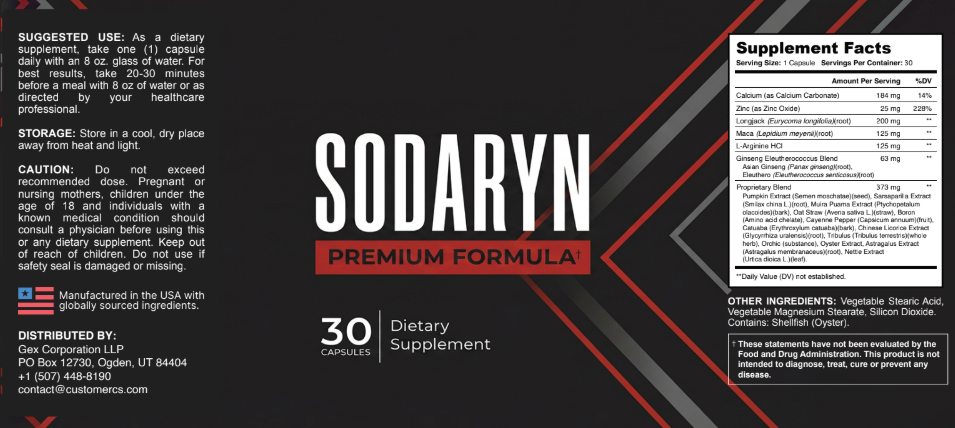 Product label with directions and ingredients